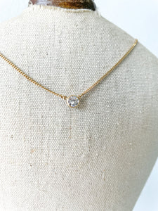 Gold Necklace w/ Clear Stone